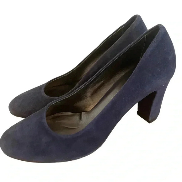 Aquatalia Womens Suede Round Toe Blue Heels - Picture 1 of 9